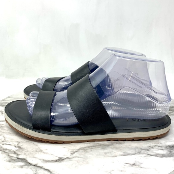 Roots Black Double-Strap Slide Sandals 8/38 Sporty Classic Summer - Picture 3 of 15